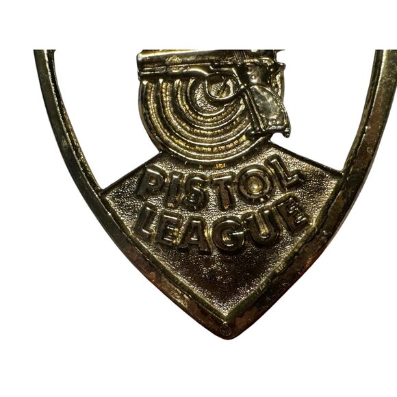 Badge / Trophy Twin County Bristol Plymouth Pistol League Metal Gold in color - Picture 8 of 9